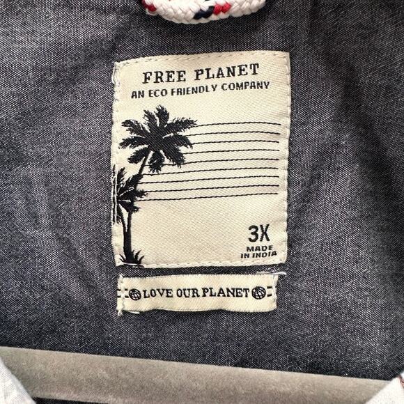 Free Planet Men's 3X Hawaiian Shirt Coconuts Button Up Casual Beach Party - Picture 3 of 8